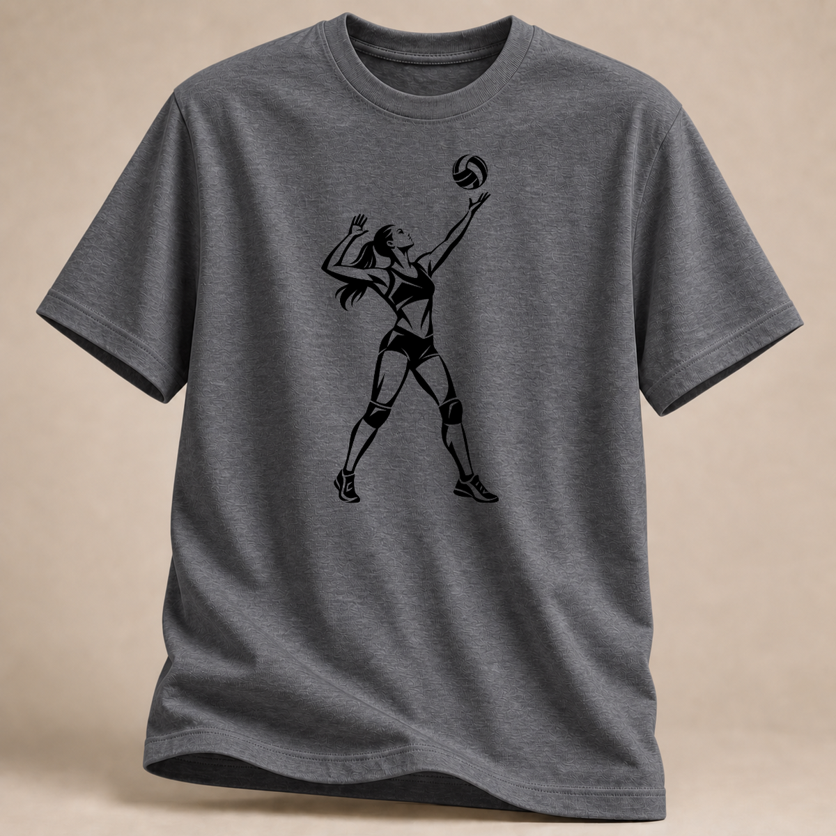 RÜCKRAUM – Aufschlag mit Druck T-Shirt – Graphit meliert