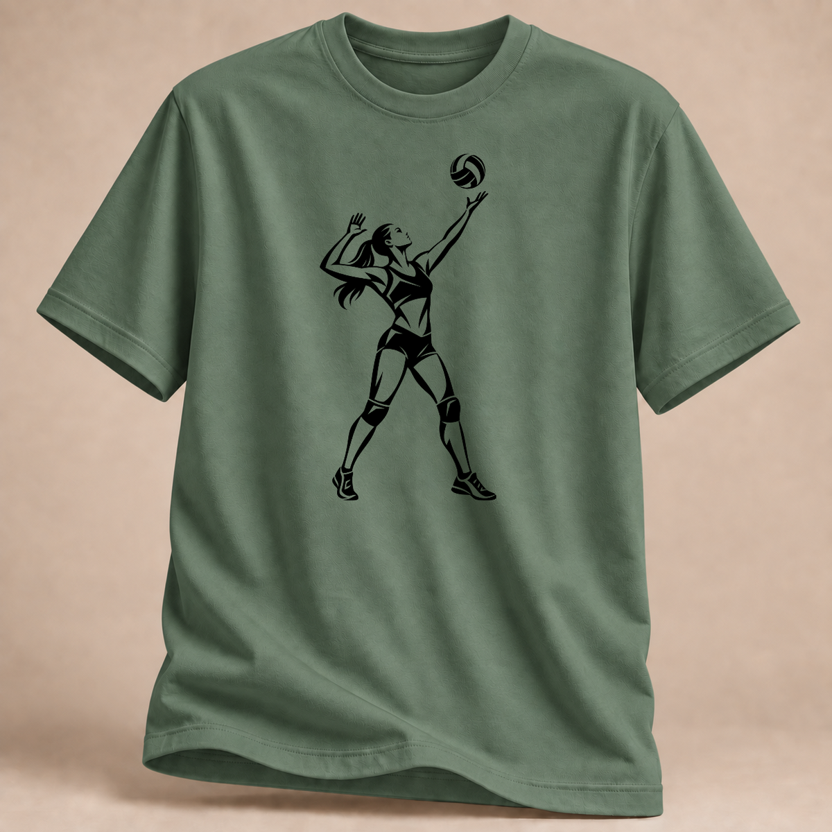 RÜCKRAUM – Aufschlag mit Druck T-Shirt – Militärgrün