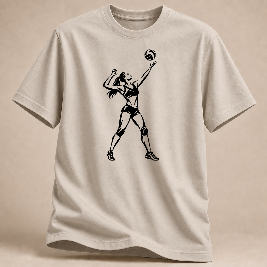 RÜCKRAUM – Aufschlag mit Druck T-Shirt – Sand