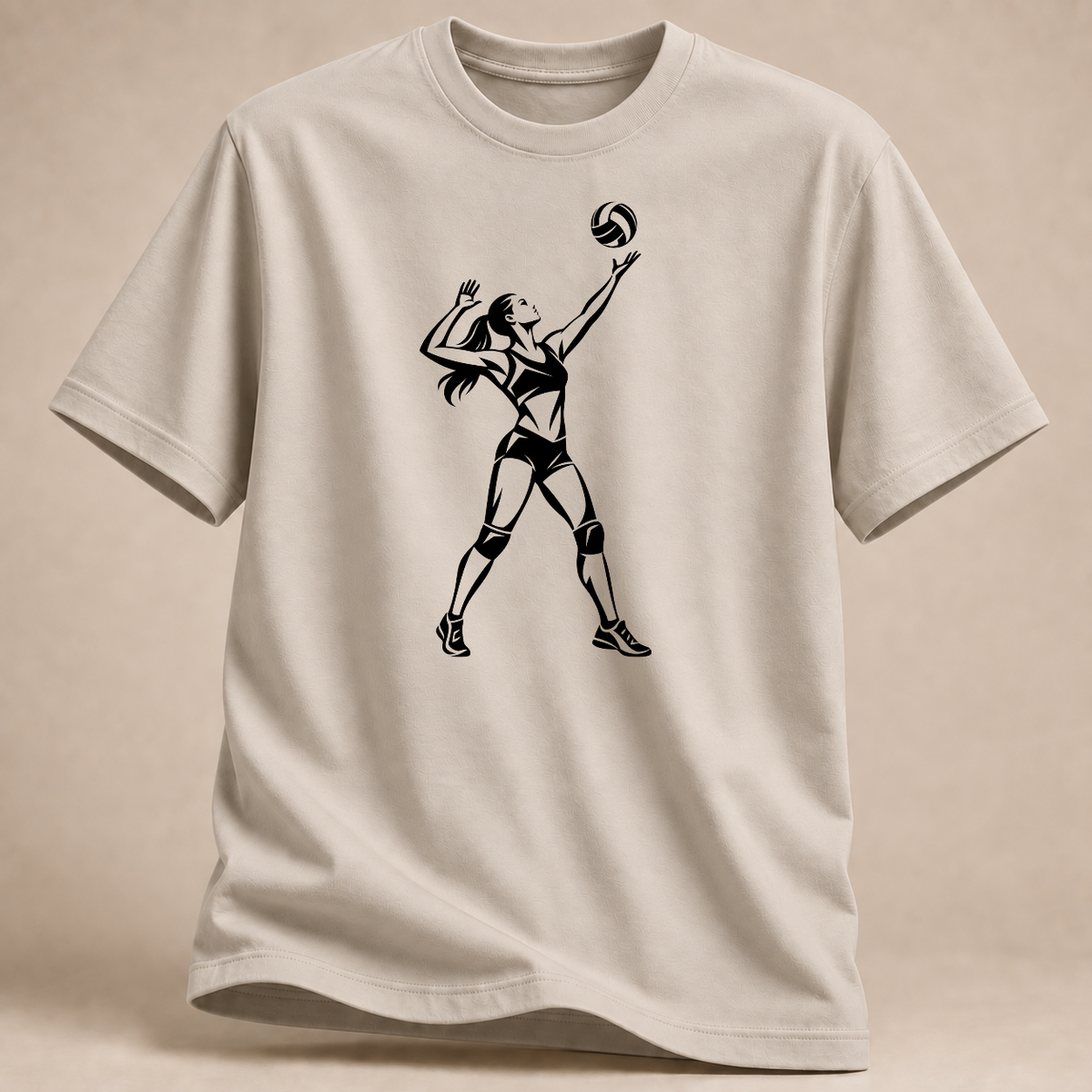 RÜCKRAUM – Aufschlag mit Druck T-Shirt – Sand