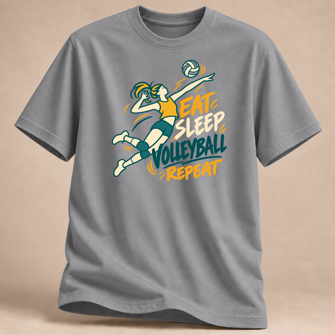 RÜCKRAUM – Eat Sleep Volleyball T-Shirt – Sportgrau