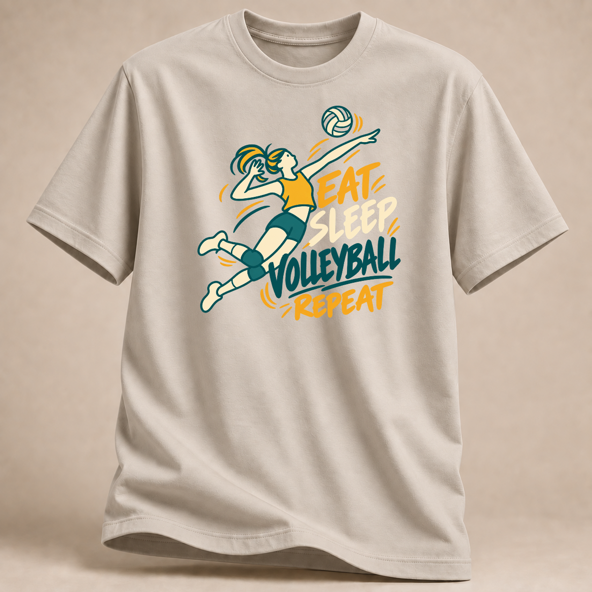 RÜCKRAUM – Eat Sleep Volleyball T-Shirt – Sand