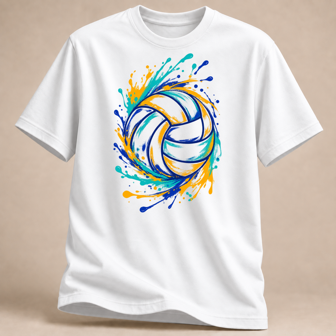 RÜCKRAUM – Volleyball Farbsplash T-Shirt – Weiß