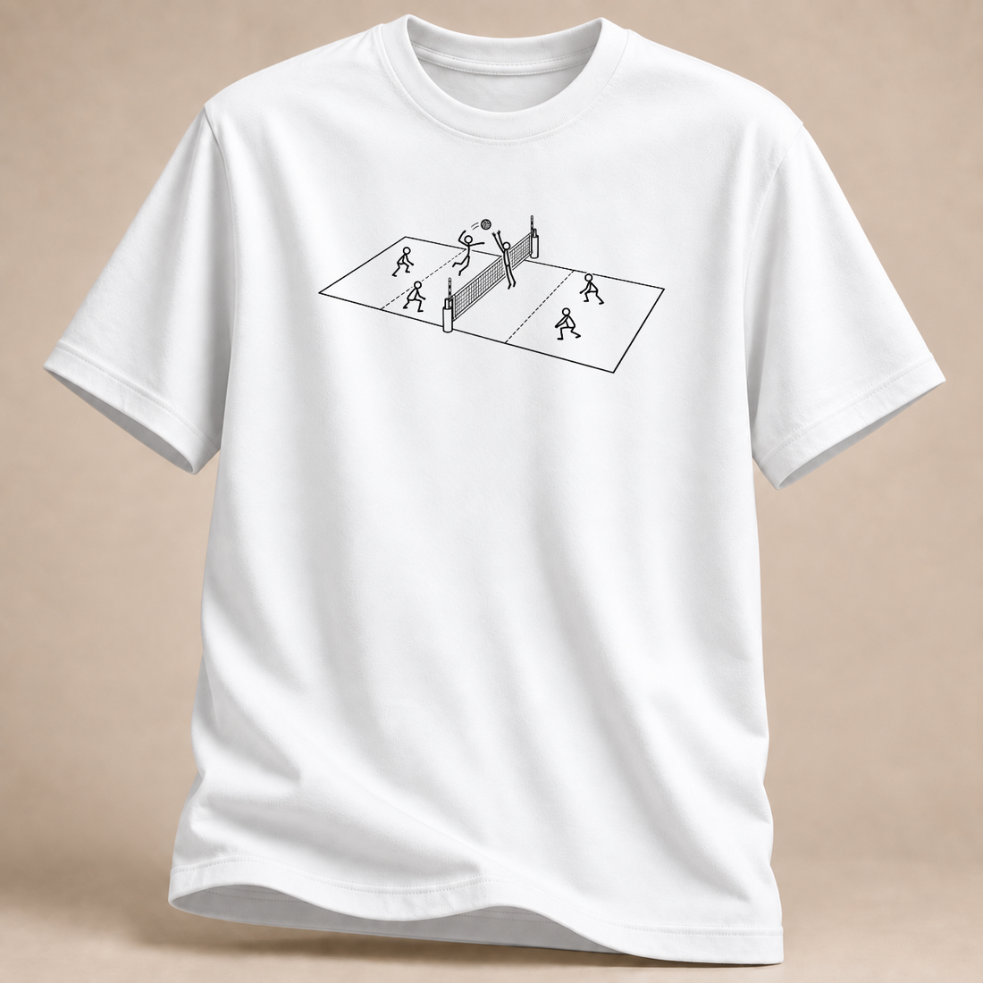 RÜCKRAUM – Volleyball Court T-Shirt – Weiß