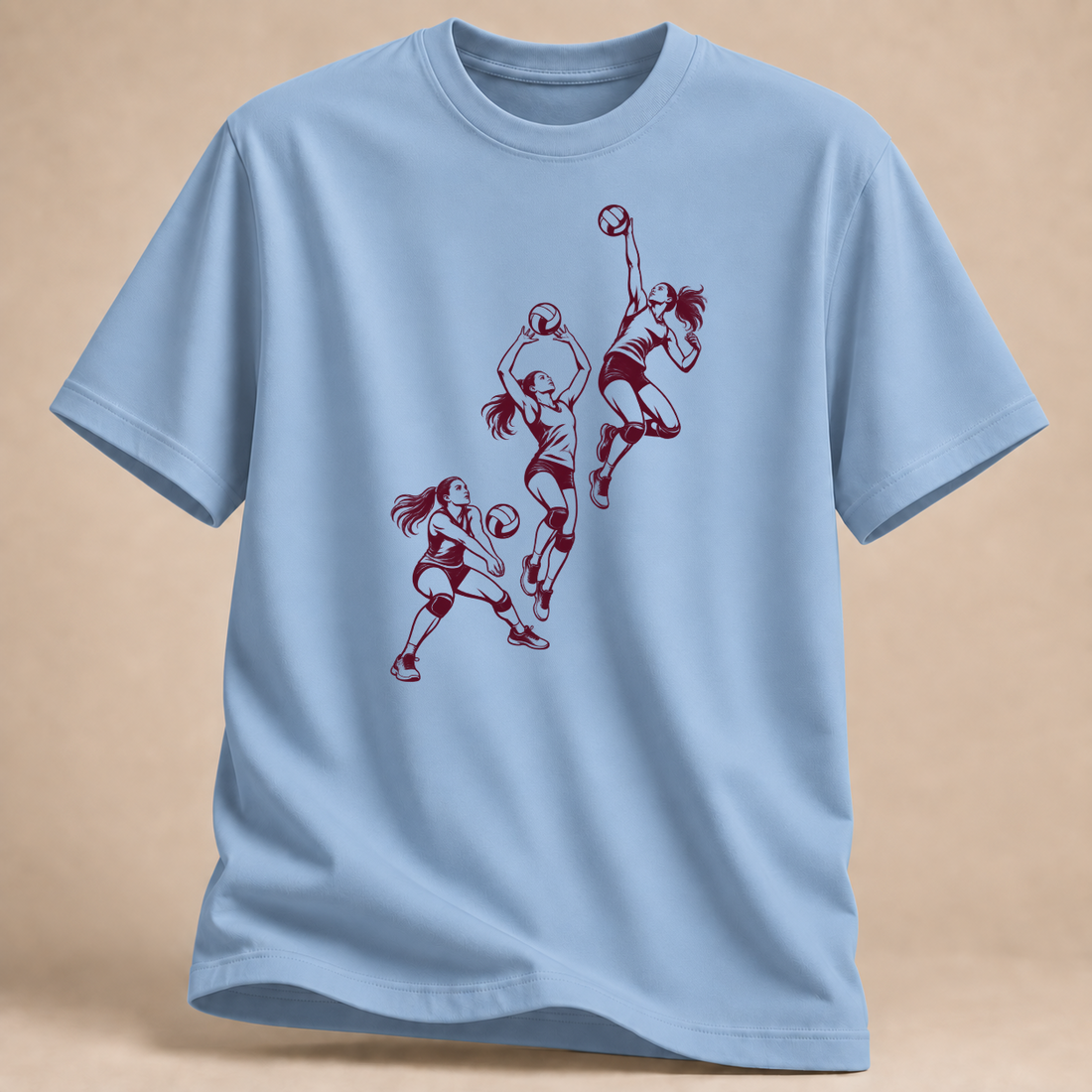 RÜCKRAUM – Volleyball in Bewegung T-Shirt – Hellblau