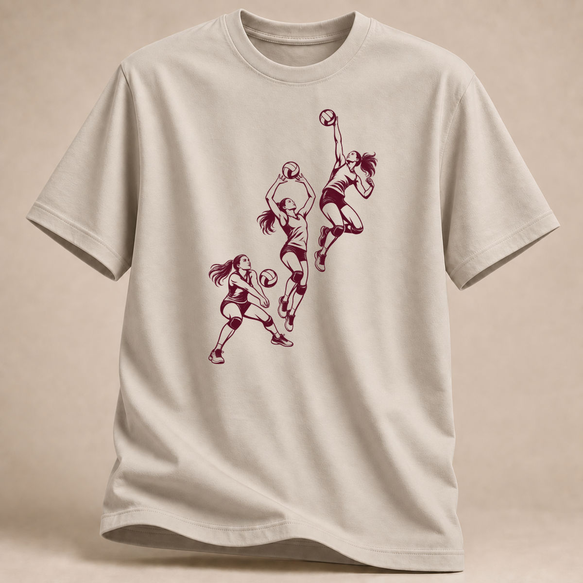RÜCKRAUM – Volleyball in Bewegung T-Shirt – Sand