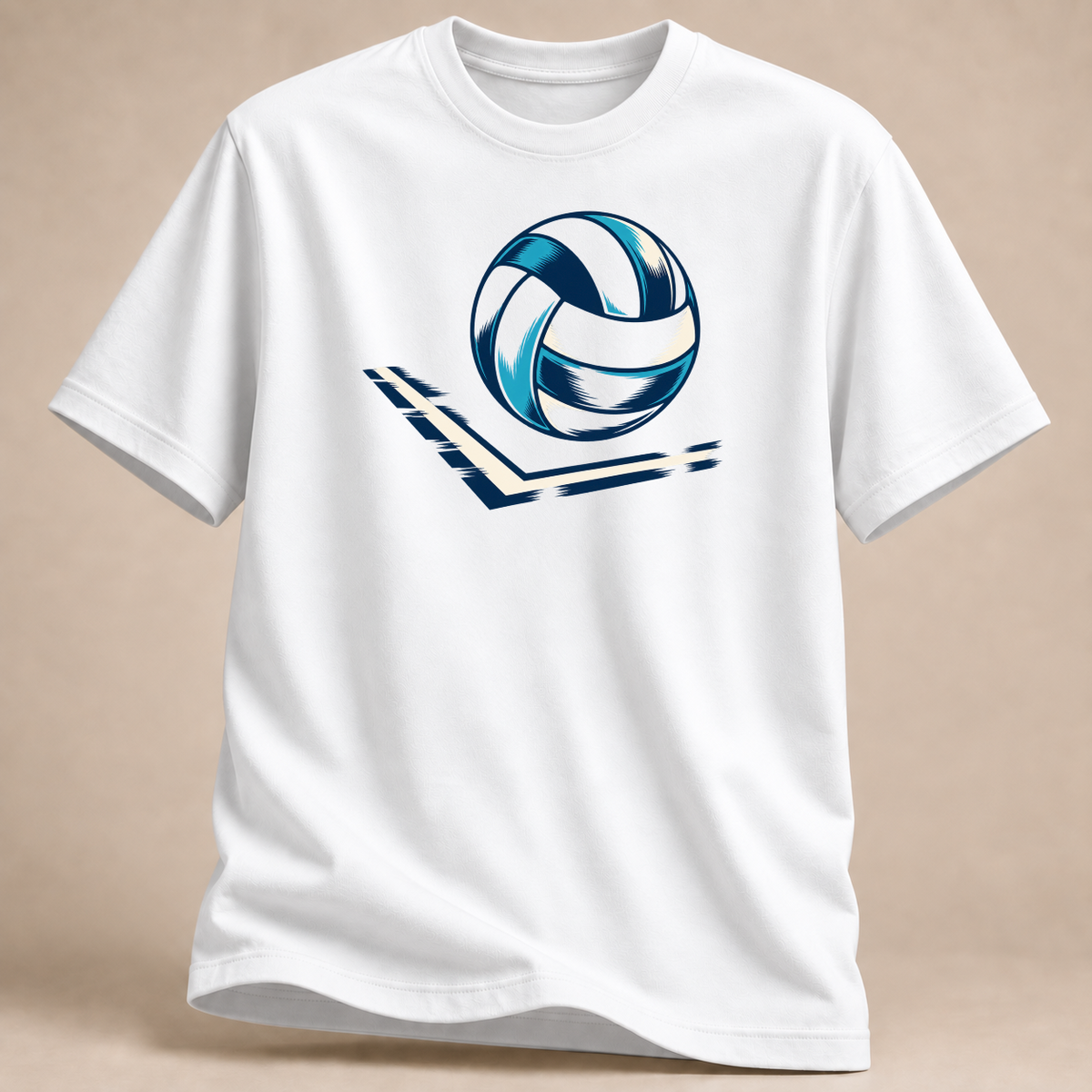 RÜCKRAUM – Volleyball Linien T-Shirt – Weiß