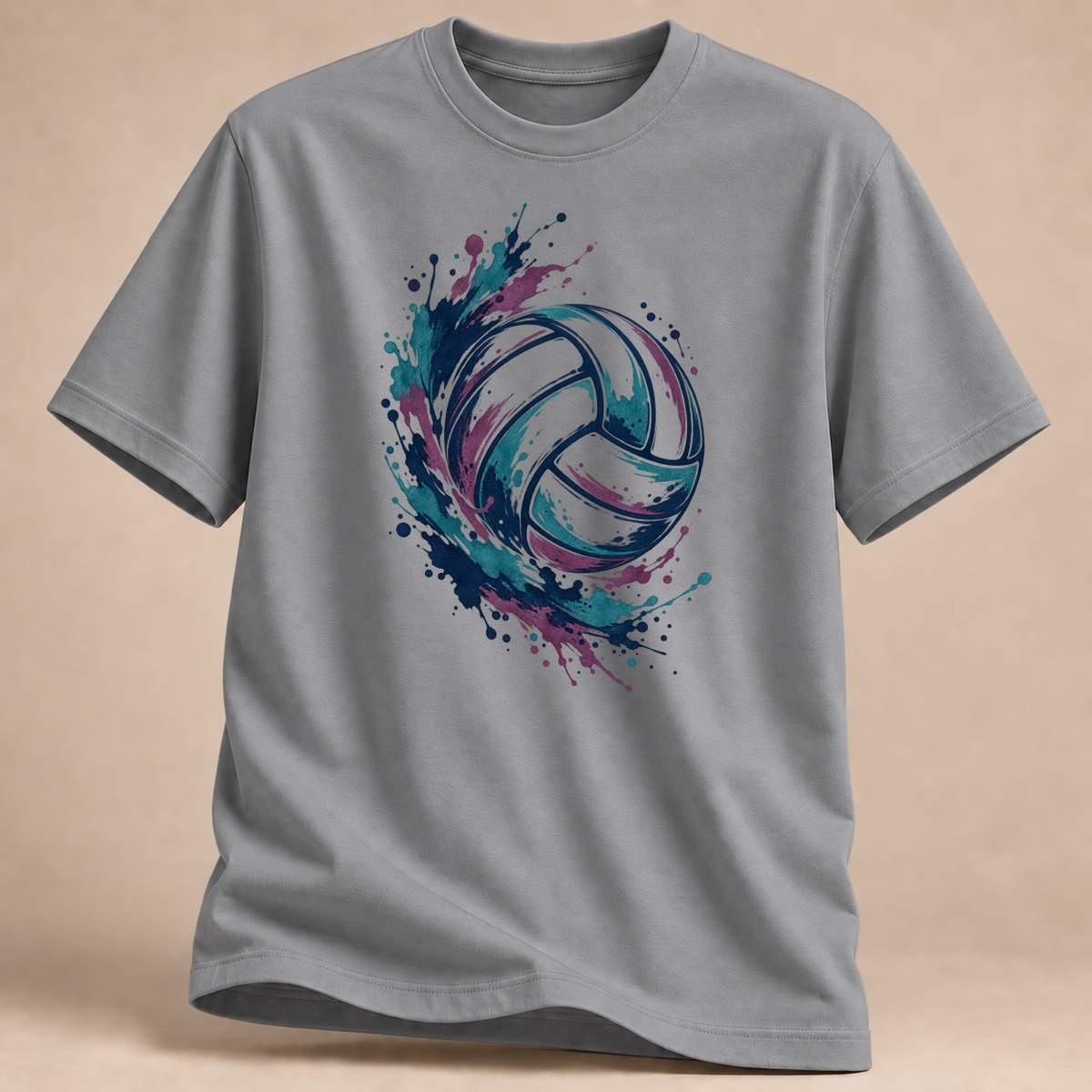RÜCKRAUM – Volleyball Farbwirbel T-Shirt – Sportgrau