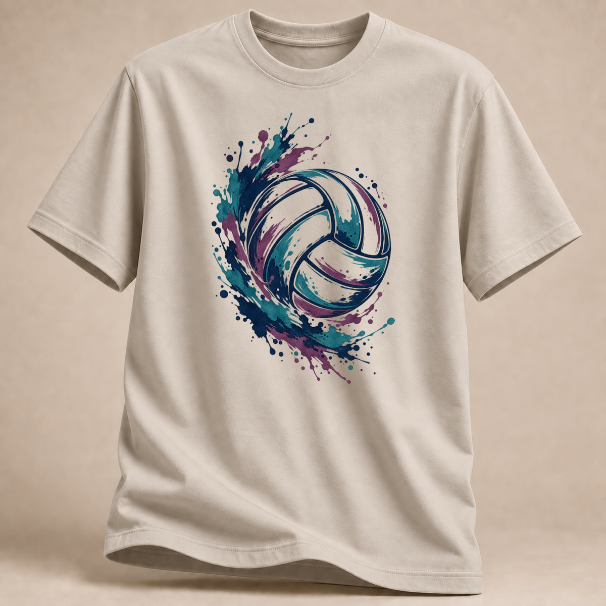 RÜCKRAUM – Volleyball Farbwirbel T-Shirt – Sand