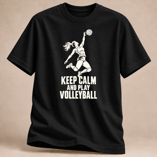 RÜCKRAUM – Keep Calm Volleyball T-Shirt – Schwarz