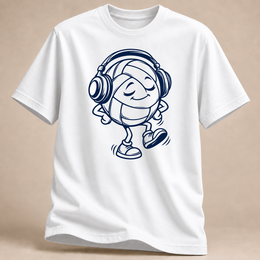 RÜCKRAUM – Kopfhörer Ball T-Shirt – Weiß
