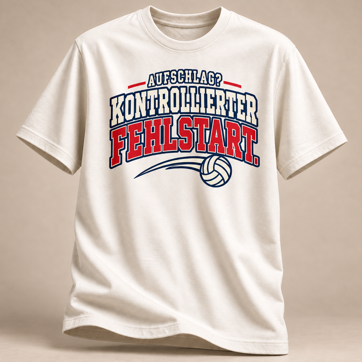 Kontrollierter Fehlstart T-Shirt in Weiß mit Volleyball-Motiv