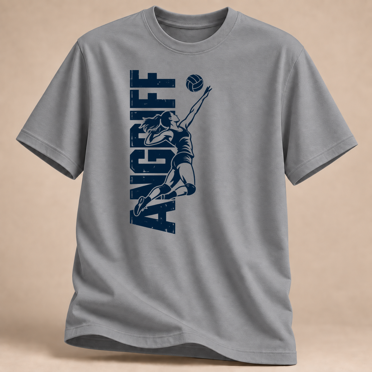 RÜCKRAUM – Vertikaler Volleyball-Angriff T-Shirt – Sportgrau