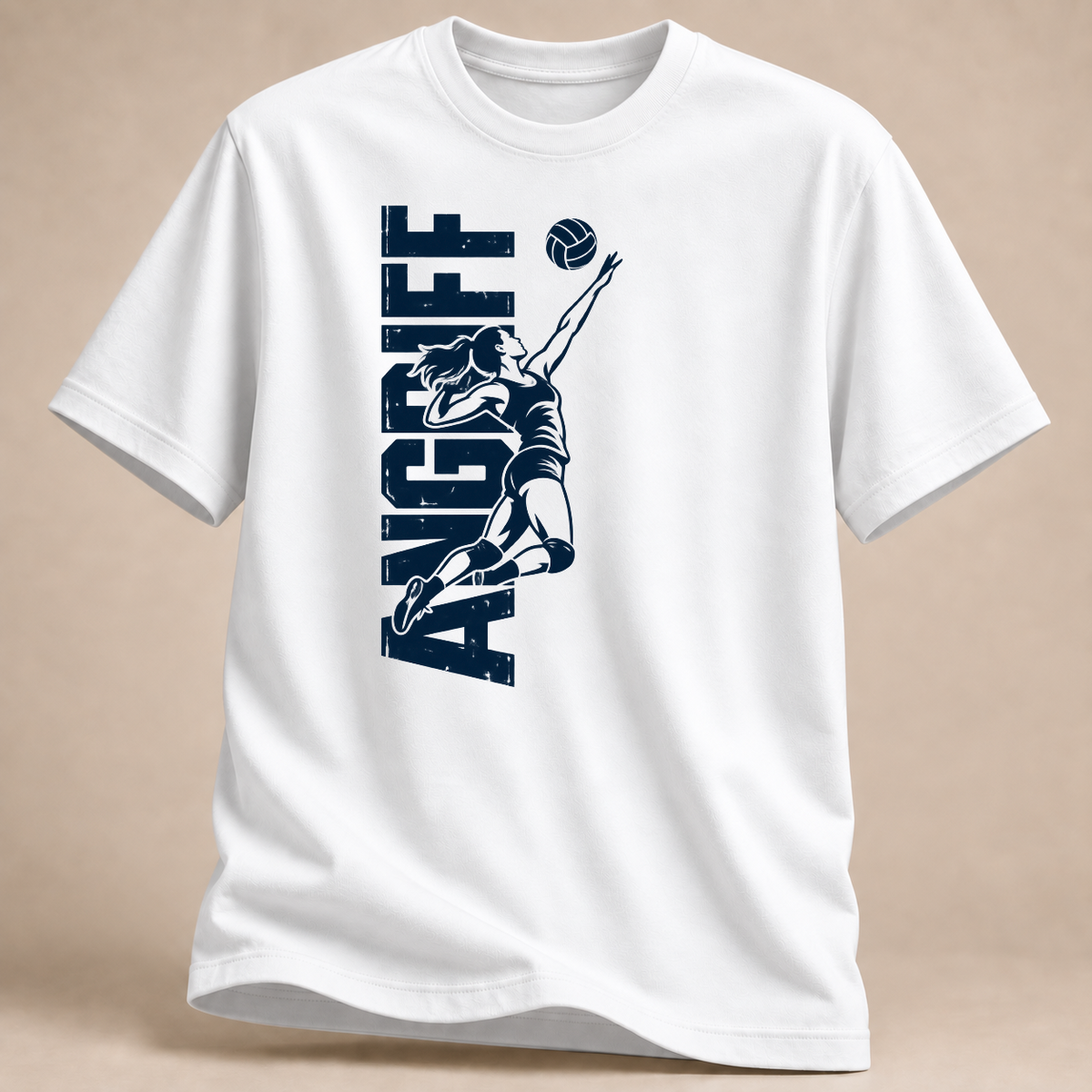 RÜCKRAUM – Vertikaler Volleyball-Angriff T-Shirt – Weiß