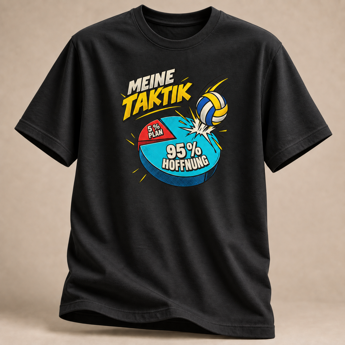 Meine Taktik Smash T-Shirt in Schwarz mit Volleyball-Motiv