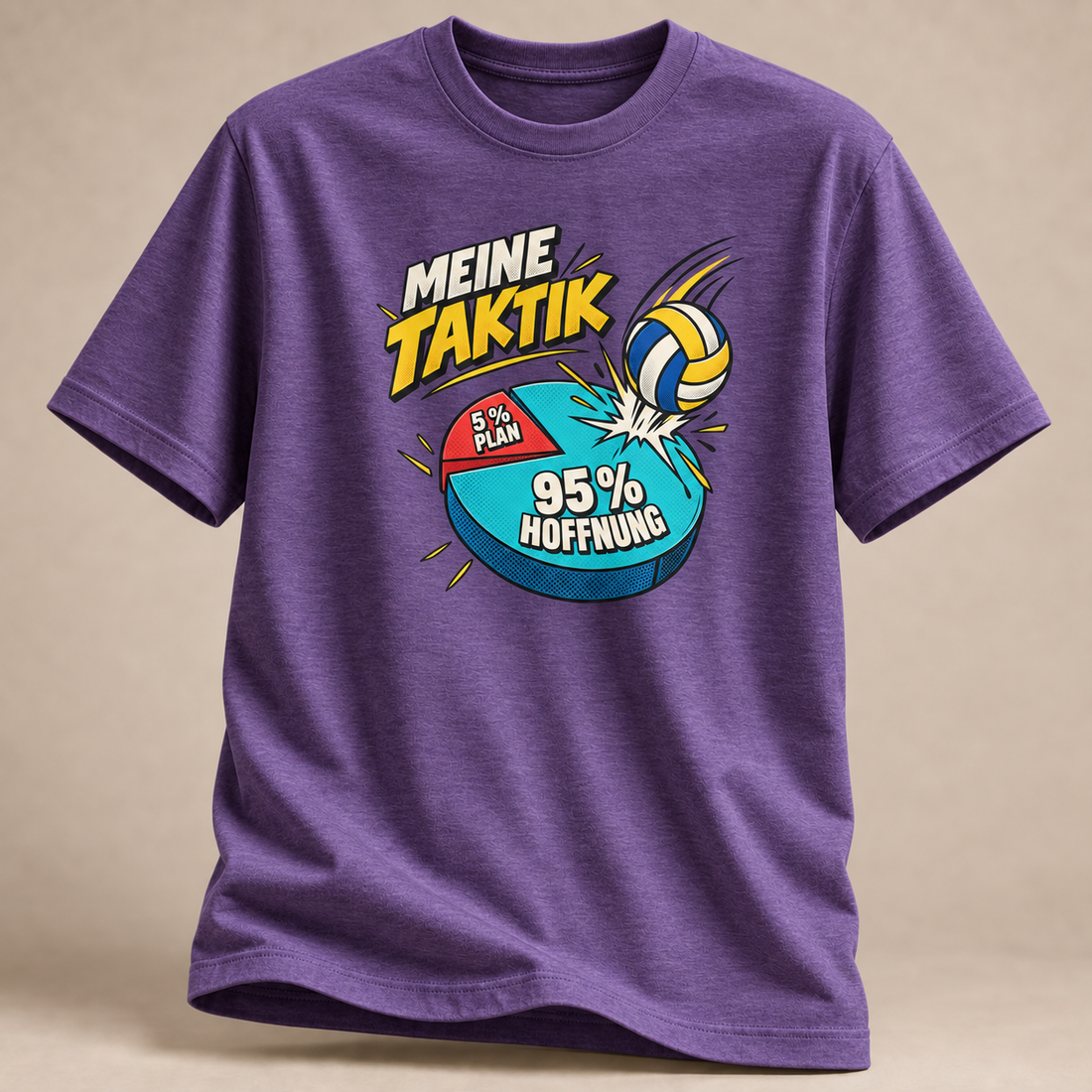 Meine Taktik Smash T-Shirt in Lila meliert mit Volleyball-Motiv