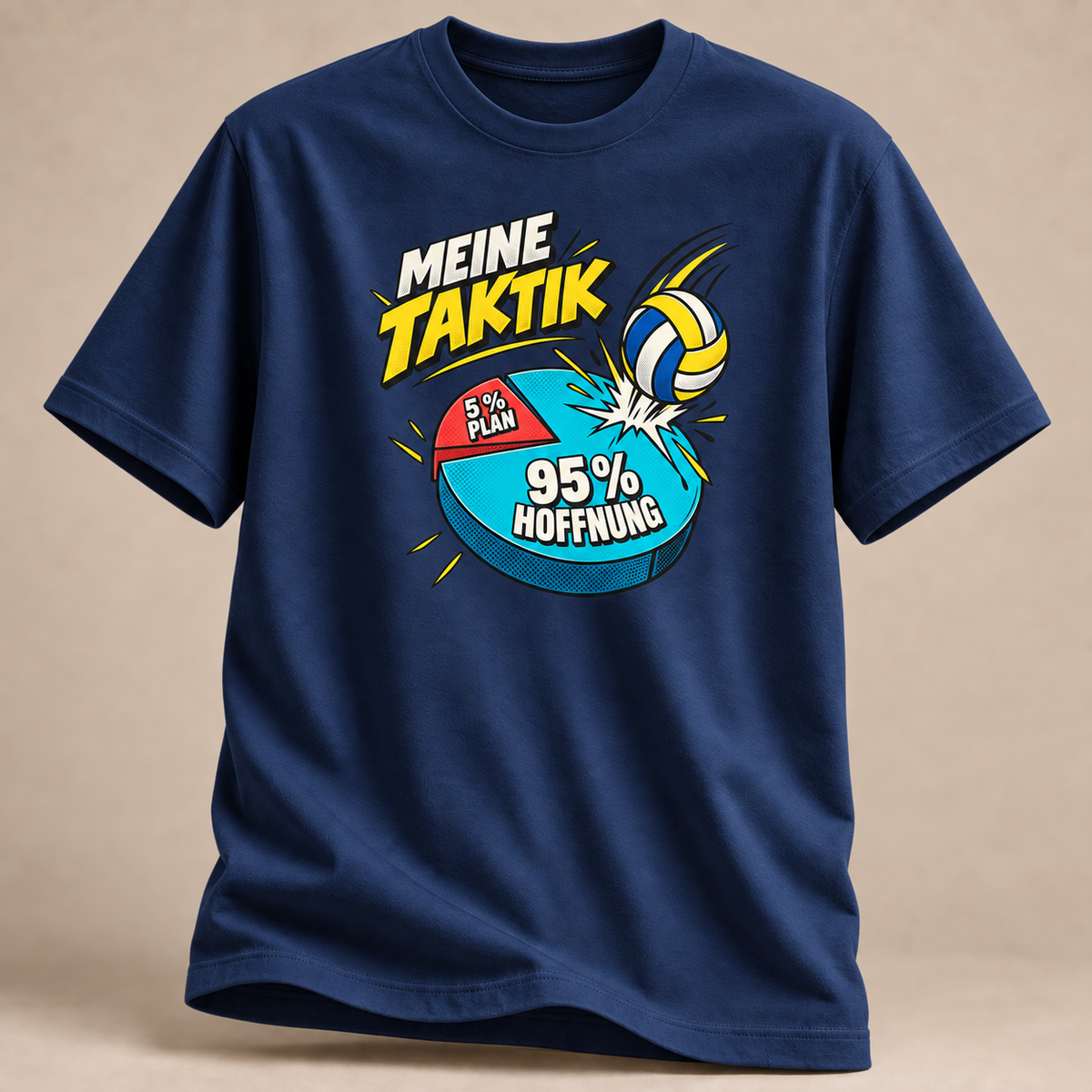 Meine Taktik Smash T-Shirt in Marineblau mit Volleyball-Motiv