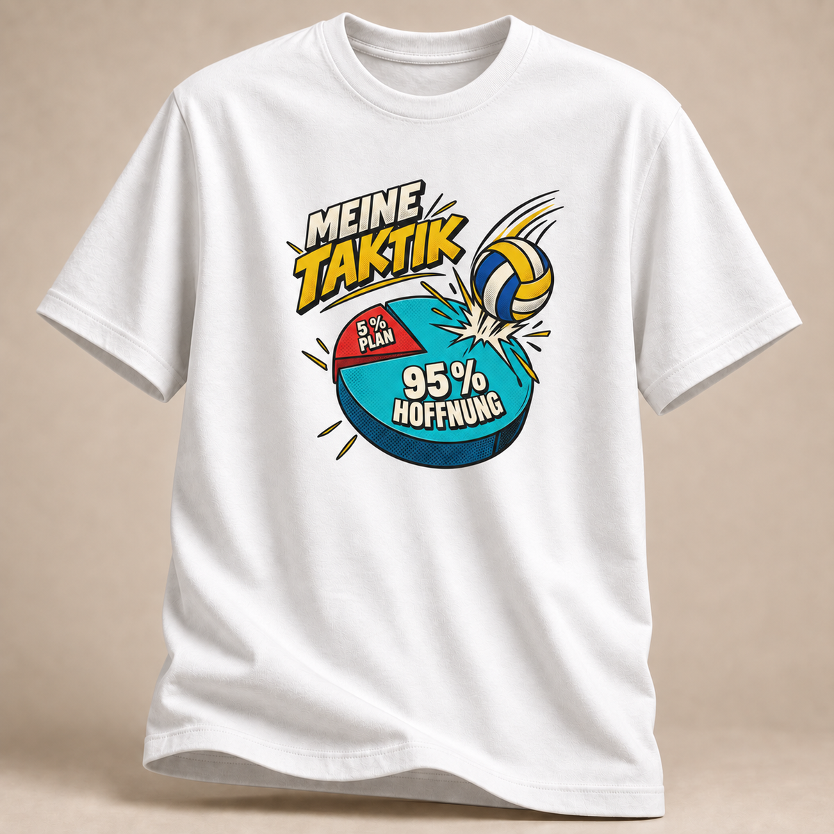 Meine Taktik Smash T-Shirt in Weiß mit Volleyball-Motiv