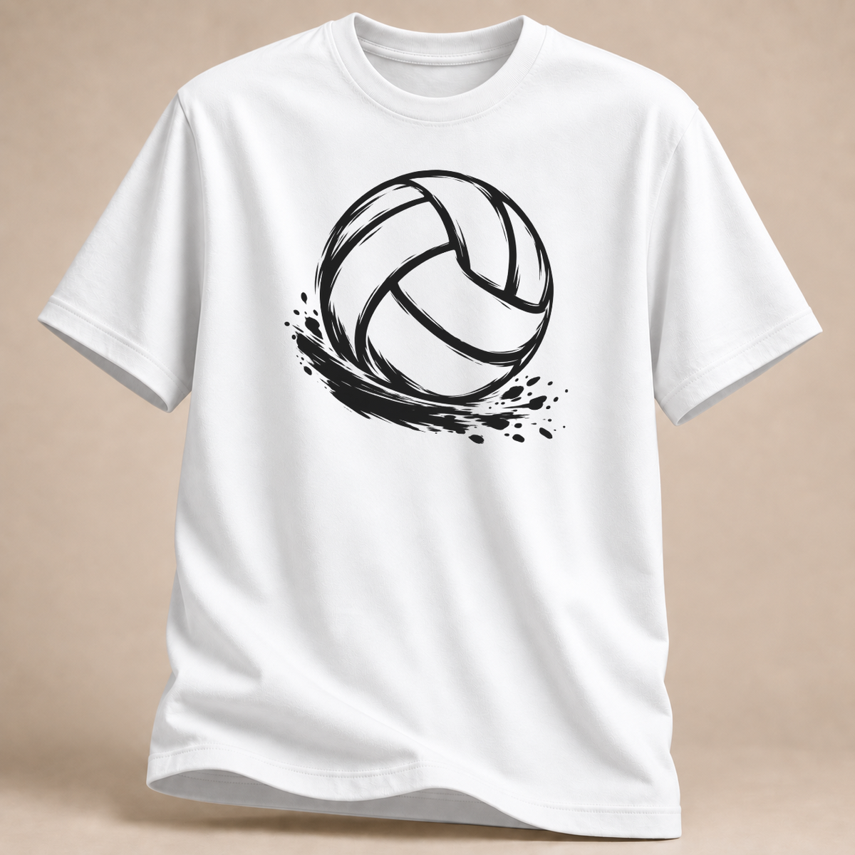 RÜCKRAUM – Volleyball Pinselstrich T-Shirt – Weiß