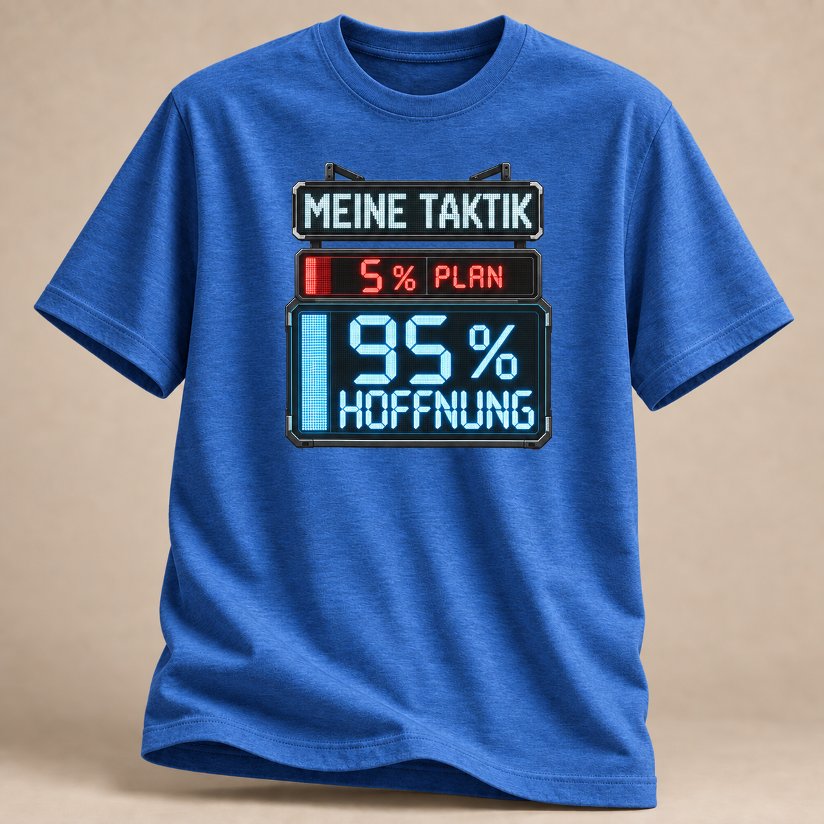 Meine Taktik Scoreboard T-Shirt in Royalblau meliert mit Volleyball-Motiv