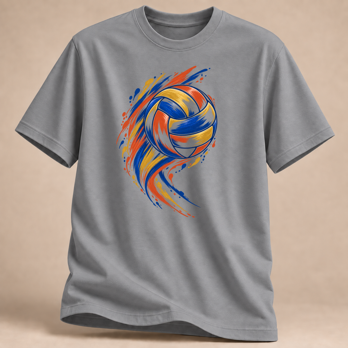RÜCKRAUM – Volleyball Farbstrich T-Shirt – Sportgrau