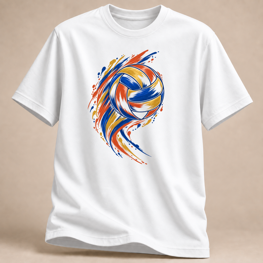 RÜCKRAUM – Volleyball Farbstrich T-Shirt – Weiß