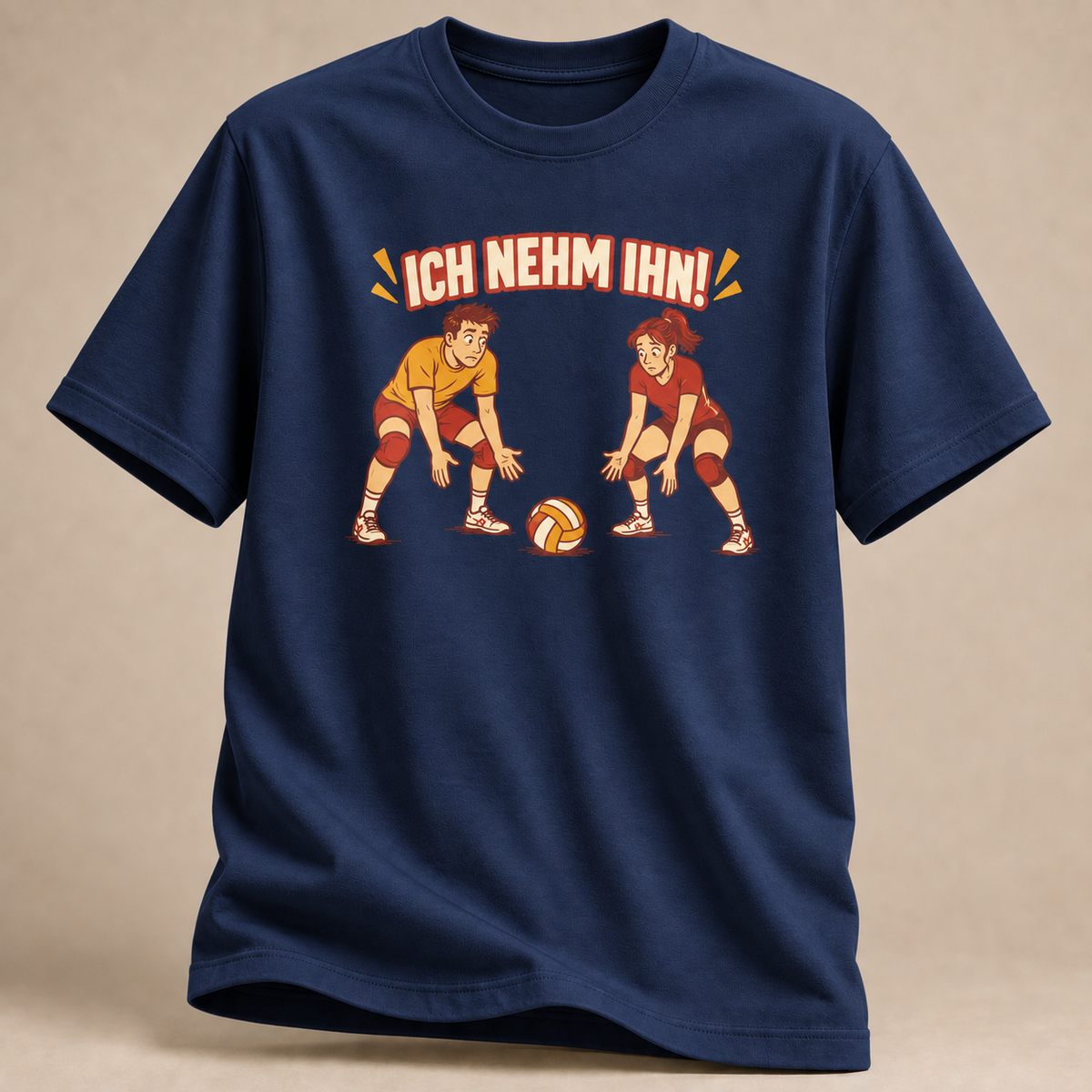 Ich nehm ihn! Volleyball T-Shirt in Marineblau – Vorderansicht