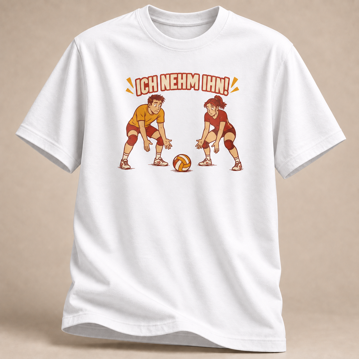 Ich nehm ihn! Volleyball T-Shirt in Weiß – Vorderansicht