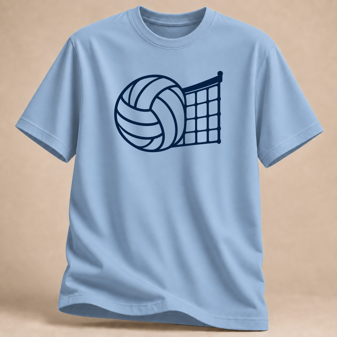RÜCKRAUM – Volleyball am Netz T-Shirt – Hellblau