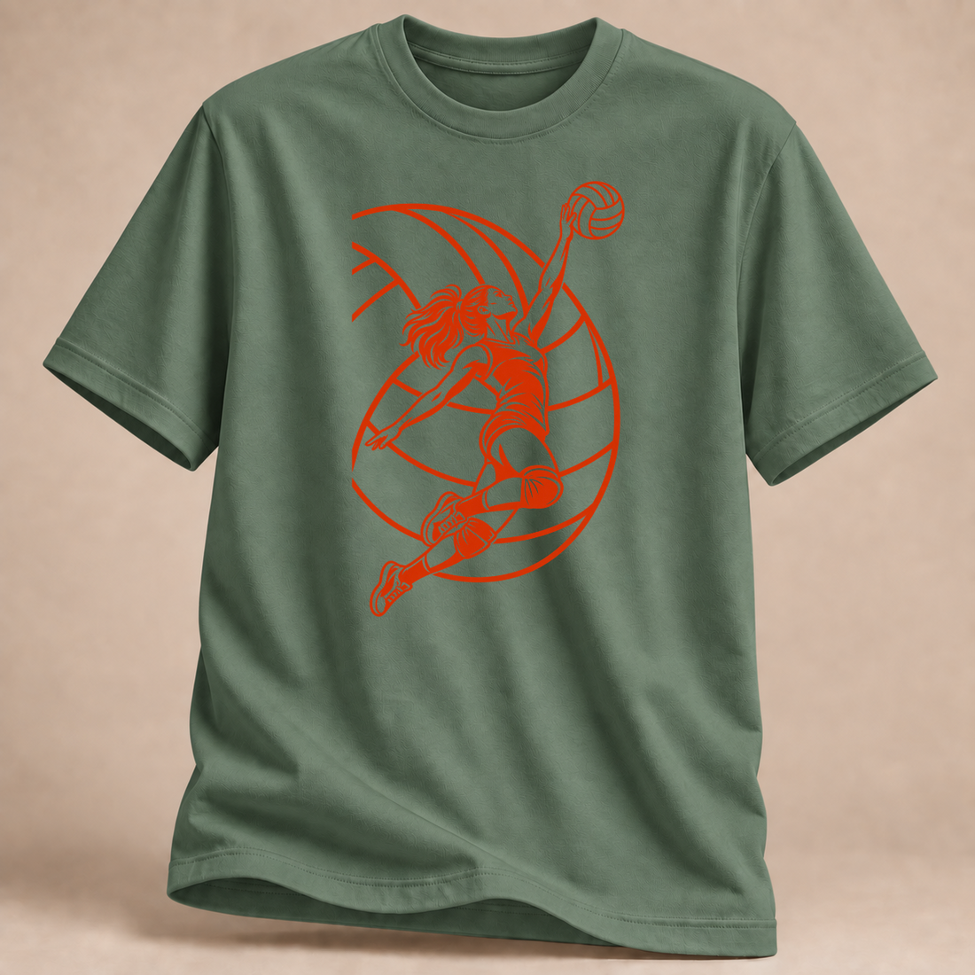 RÜCKRAUM – Volleyball Sprungangriff T-Shirt – Militärgrün