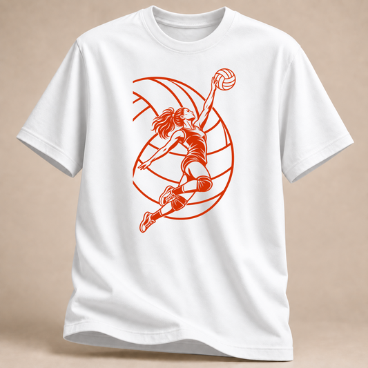 RÜCKRAUM – Volleyball Sprungangriff T-Shirt – Weiß