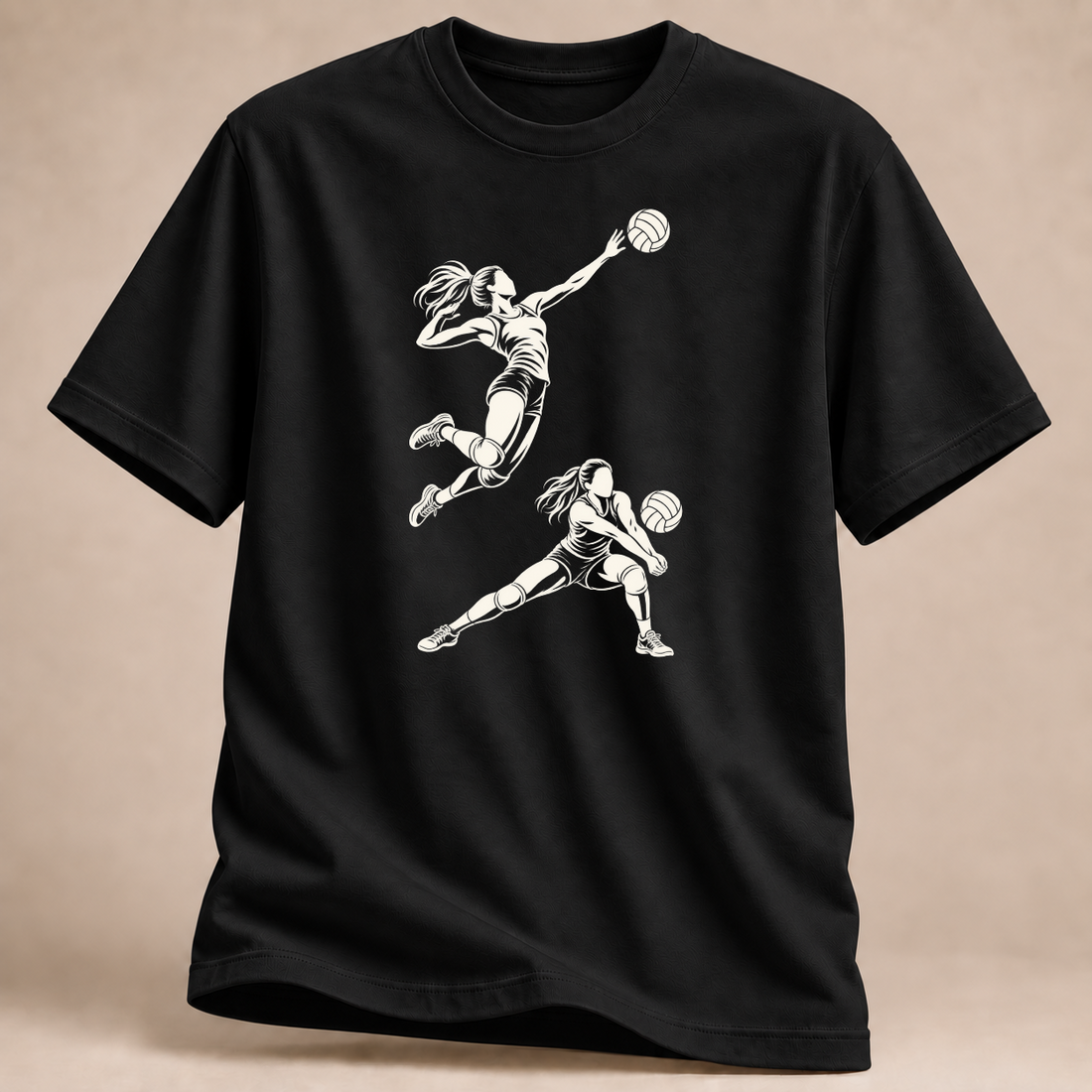 RÜCKRAUM – Volleyball Bewegung T-Shirt – Schwarz