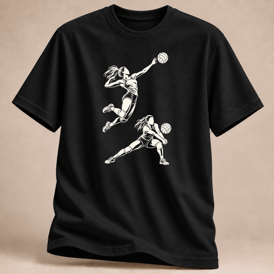 RÜCKRAUM – Volleyball Bewegung T-Shirt – Schwarz