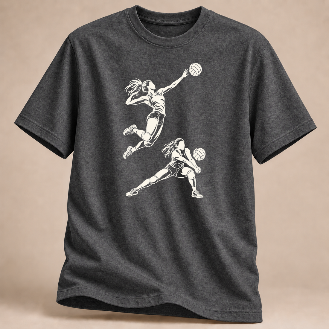 RÜCKRAUM – Volleyball Bewegung T-Shirt – Graphit meliert