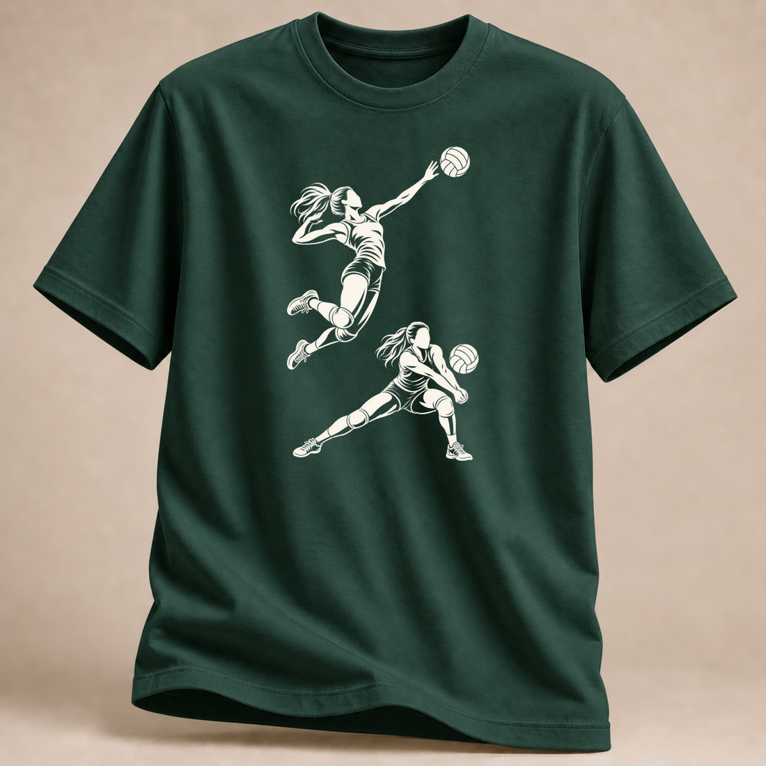 RÜCKRAUM – Volleyball Bewegung T-Shirt – Waldgrün