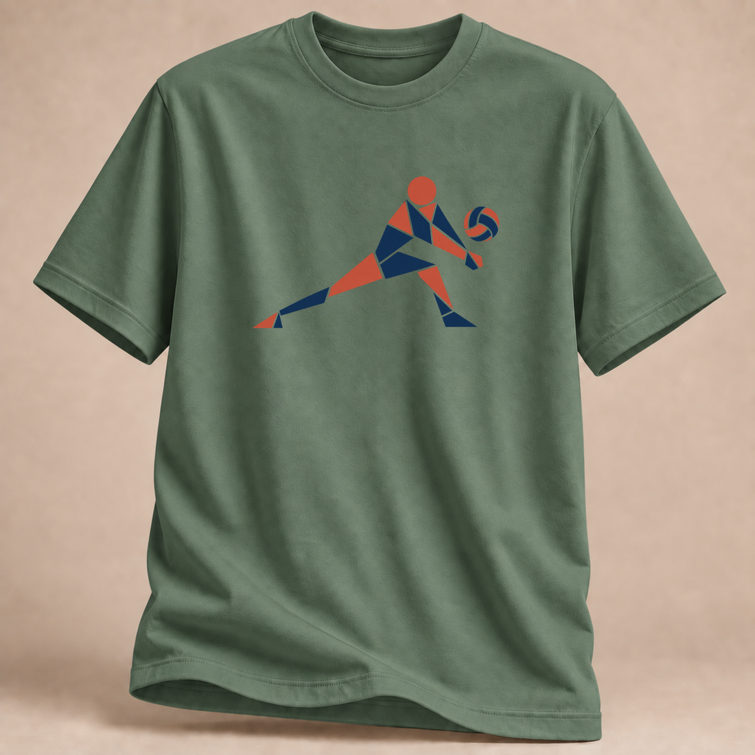 RÜCKRAUM – Volleyball Tangram T-Shirt – Militärgrün