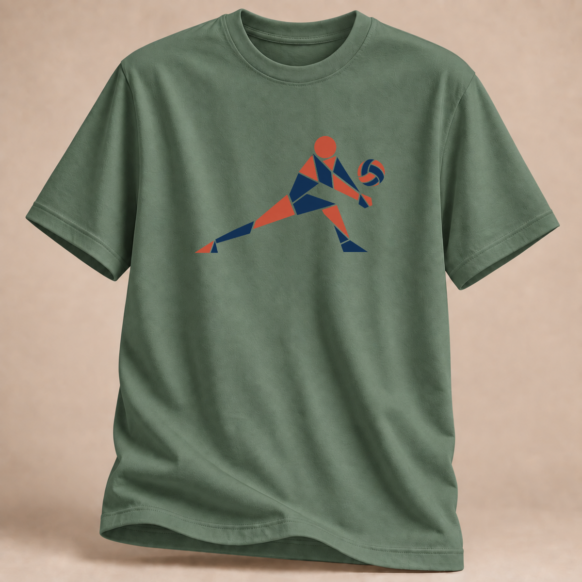RÜCKRAUM – Volleyball Tangram T-Shirt – Militärgrün