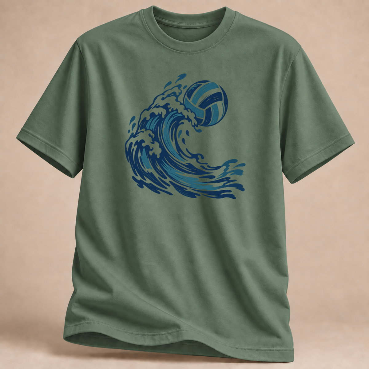 RÜCKRAUM – Volleyball Welle T-Shirt – Militärgrün