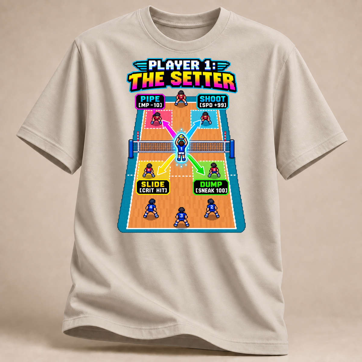 RÜCKRAUM – Zuspieler Pixel Quest T-Shirt – Sand