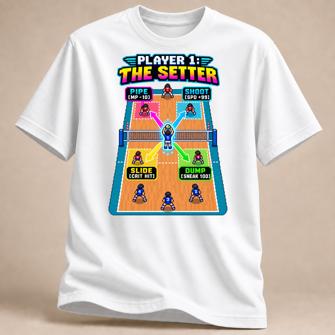 RÜCKRAUM – Zuspieler Pixel Quest T-Shirt – Weiß