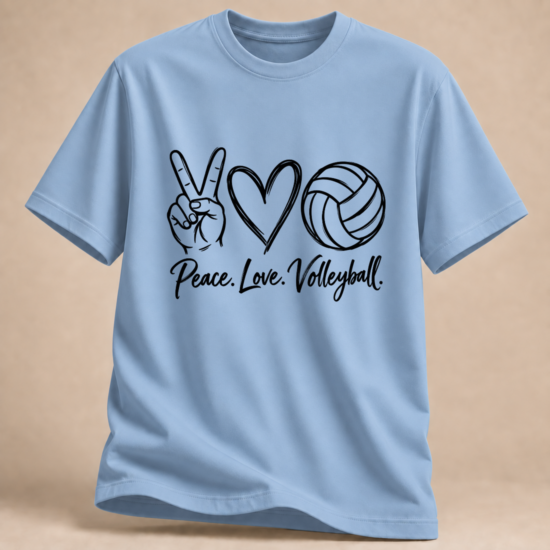 RÜCKRAUM – Peace Love Volleyball T-Shirt – Hellblau