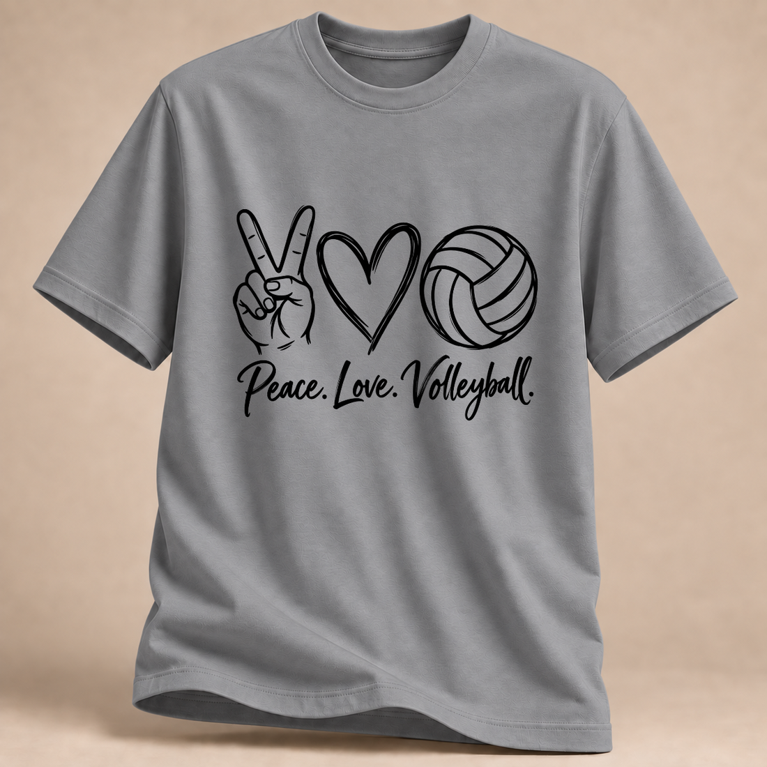 RÜCKRAUM – Peace Love Volleyball T-Shirt – Sportgrau meliert