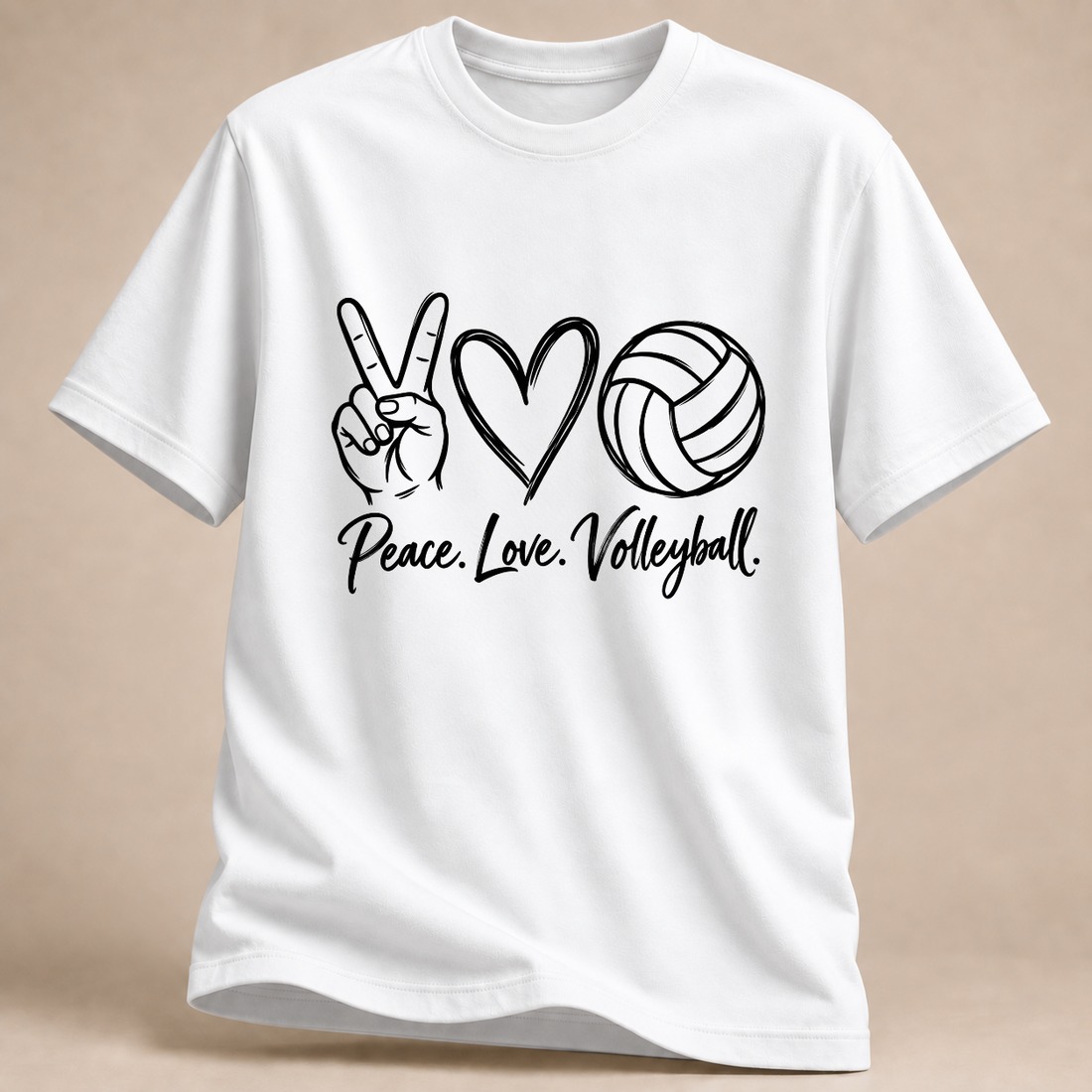 RÜCKRAUM – Peace Love Volleyball T-Shirt – Weiß