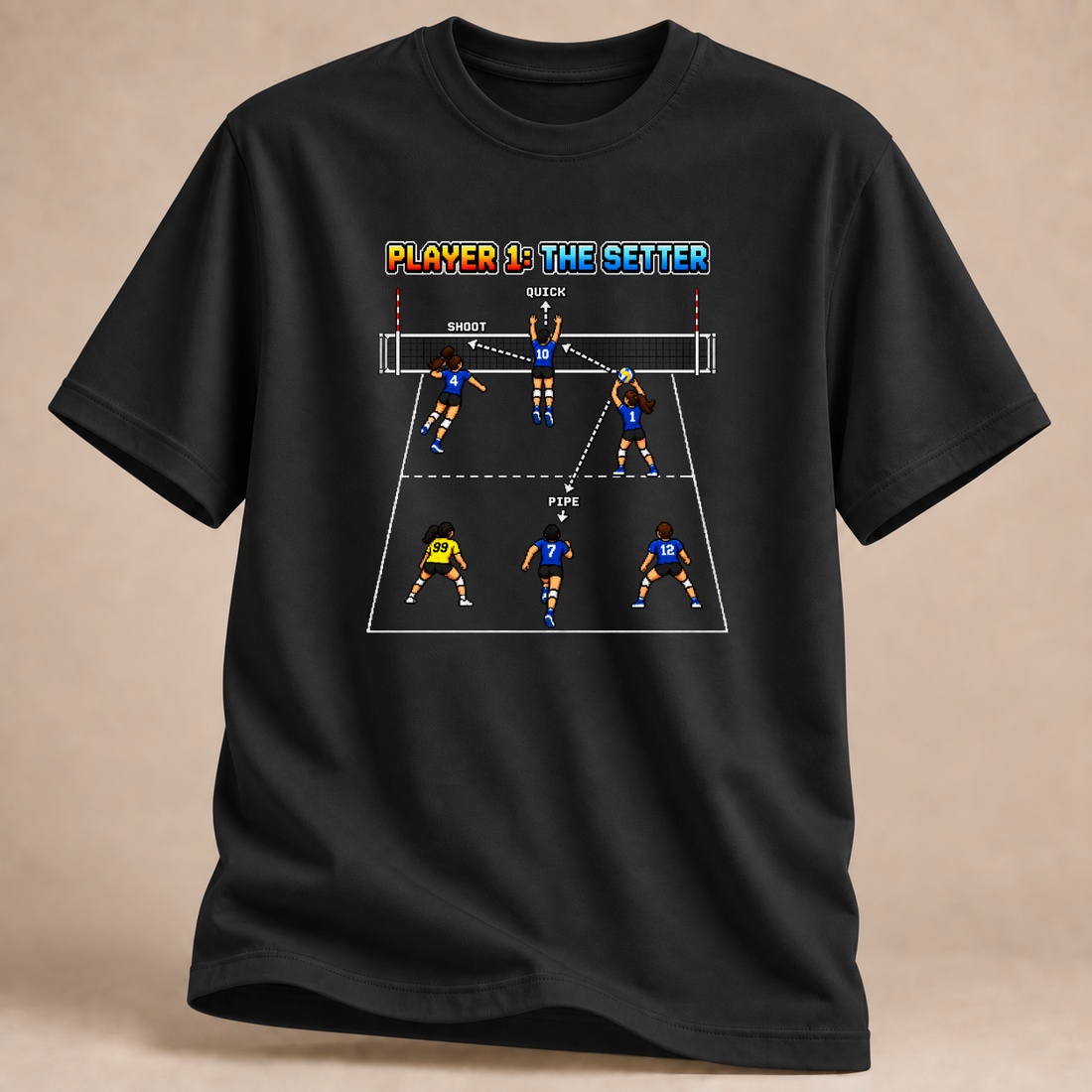 RÜCKRAUM – Zuspieler Pixel Team T-Shirt – Schwarz