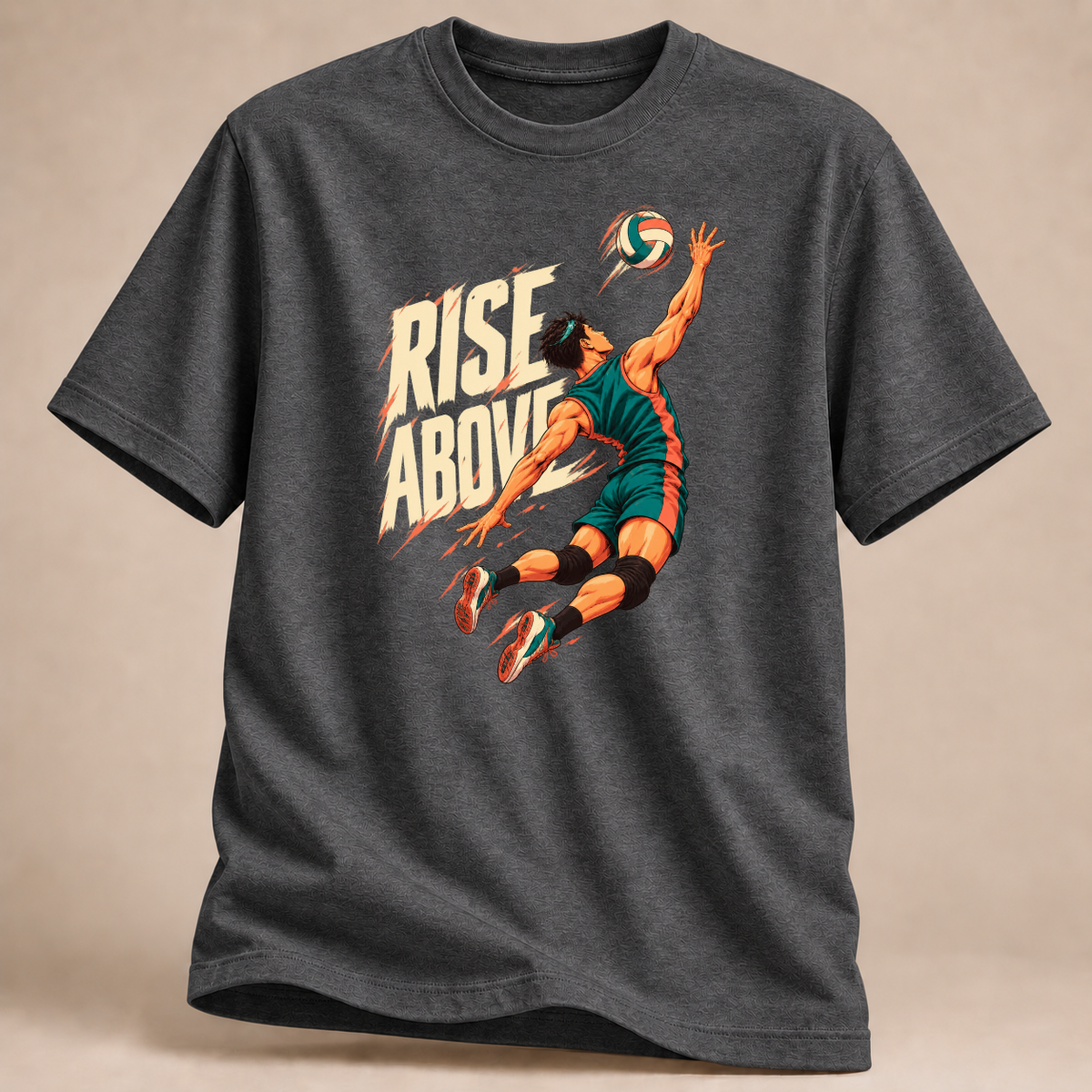RÜCKRAUM – Rise Above Volleyball T-Shirt – Dunkelgrau meliert