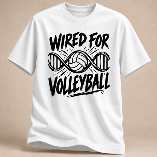 RÜCKRAUM – Wired For Volleyball T-Shirt – Weiß