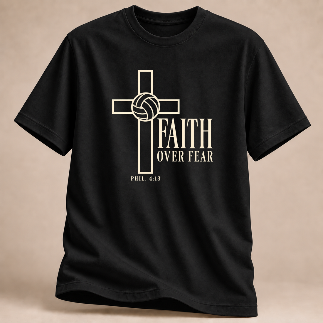 RÜCKRAUM – Faith Over Fear Volleyball T-Shirt – Schwarz