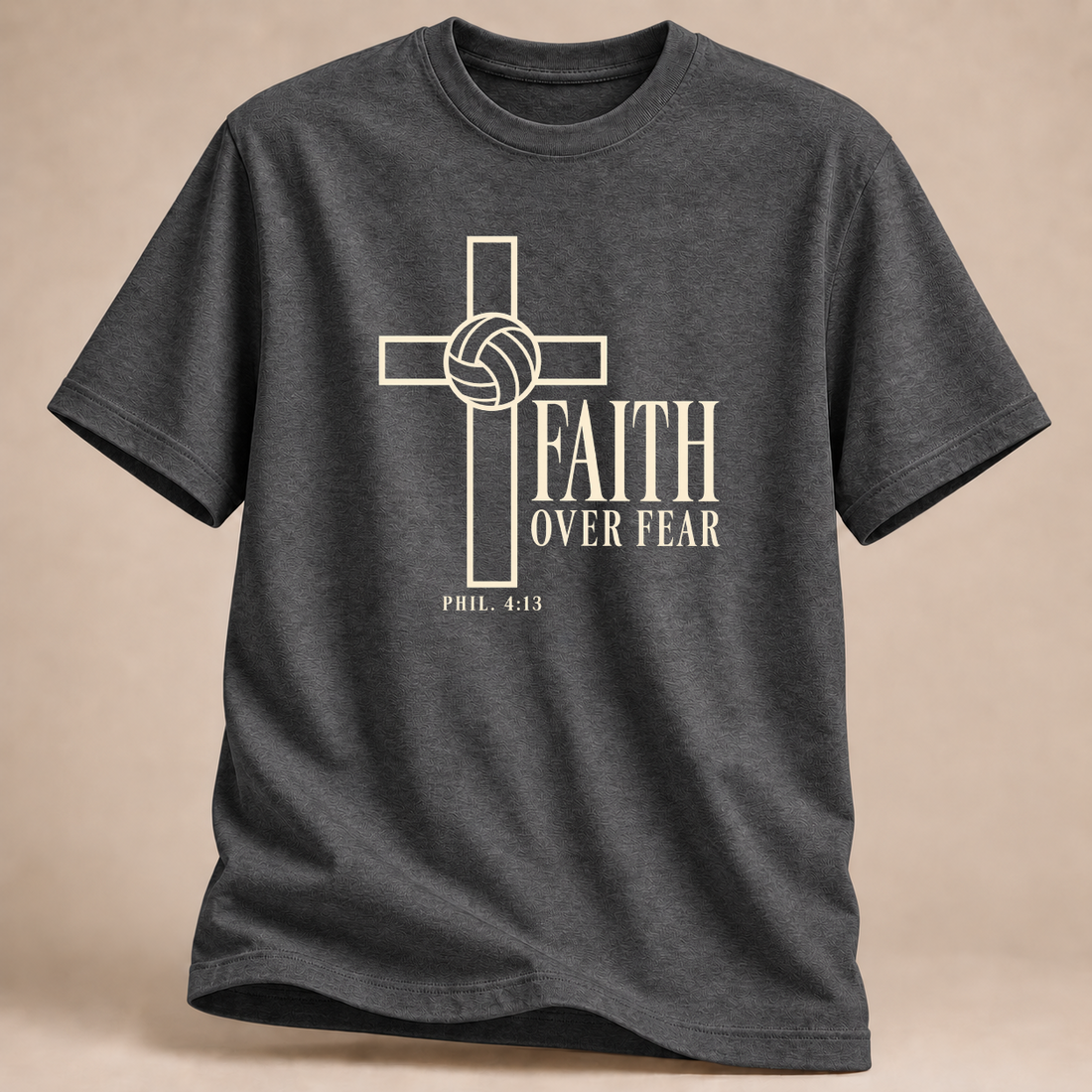RÜCKRAUM – Faith Over Fear Volleyball T-Shirt – Dunkelgrau meliert
