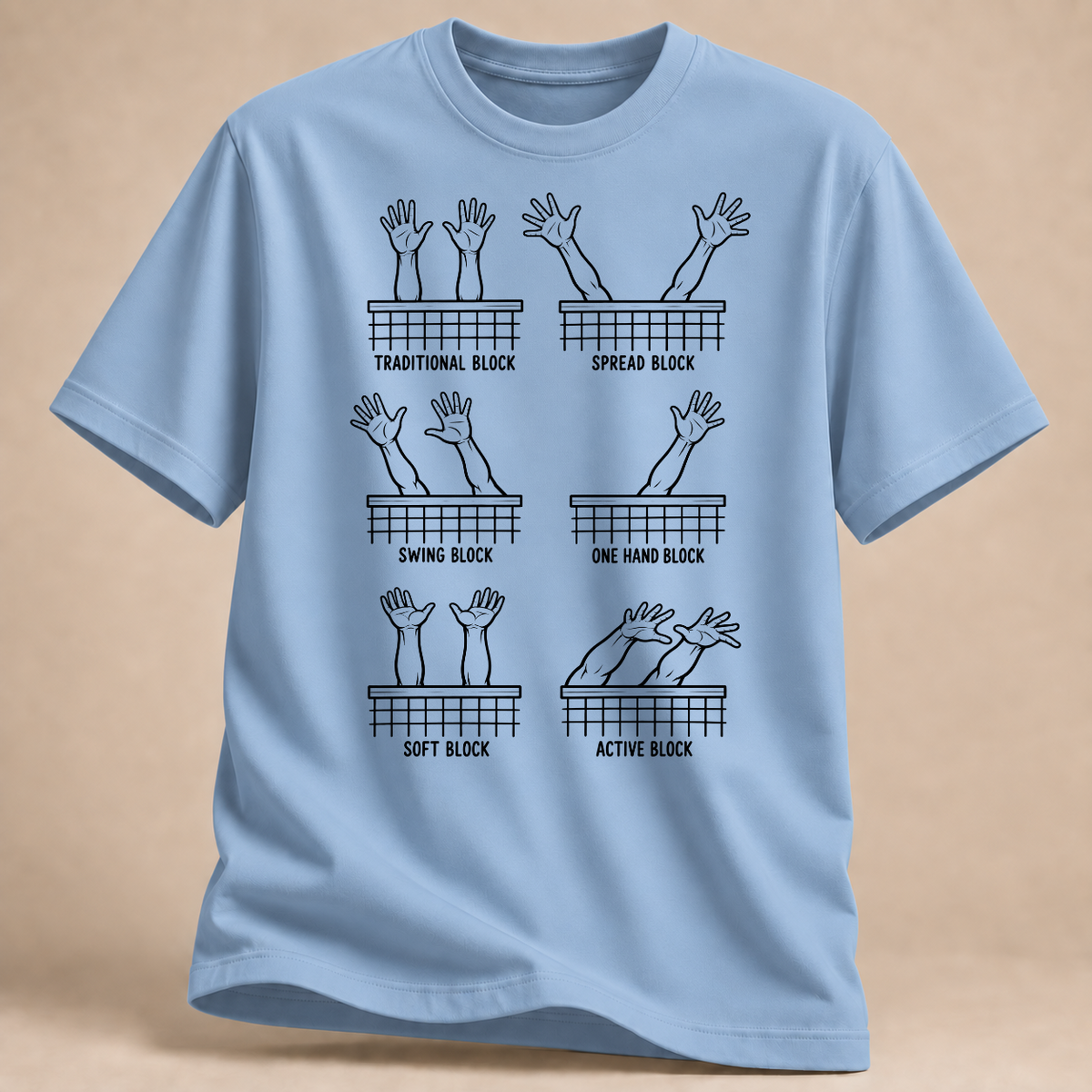 RÜCKRAUM – Volleyball Blockarten T-Shirt – Hellblau