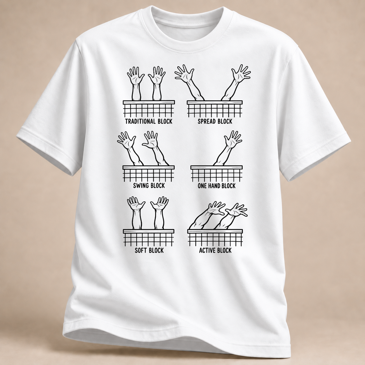 RÜCKRAUM – Volleyball Blockarten T-Shirt – Weiß